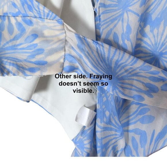 Amanda Uprichard Blue Floral Tie Back Top S Sheer High Neck Romantic *Minor Flaw - Picture 11 of 11